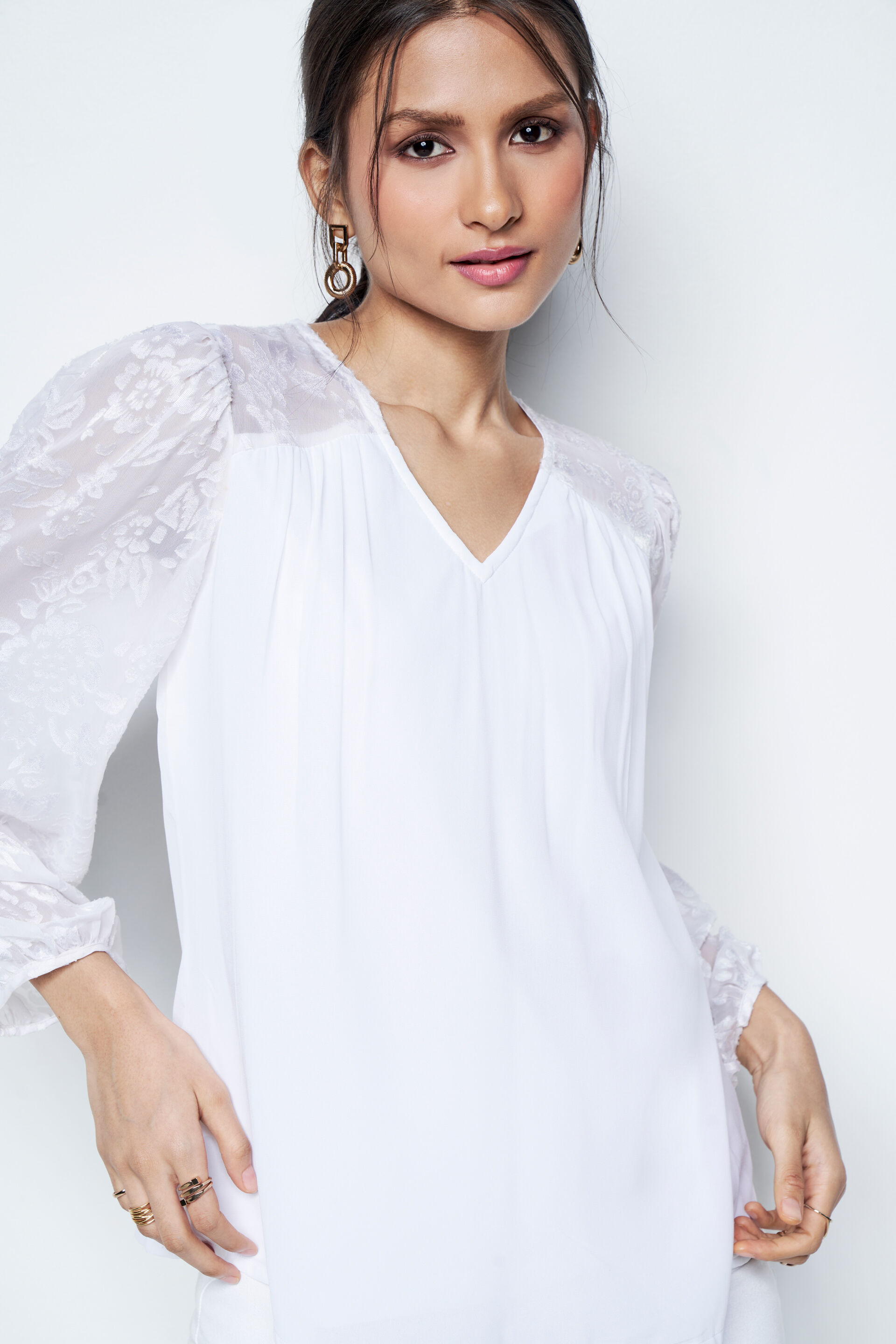 Santorini Flared Top, Off White, image 3